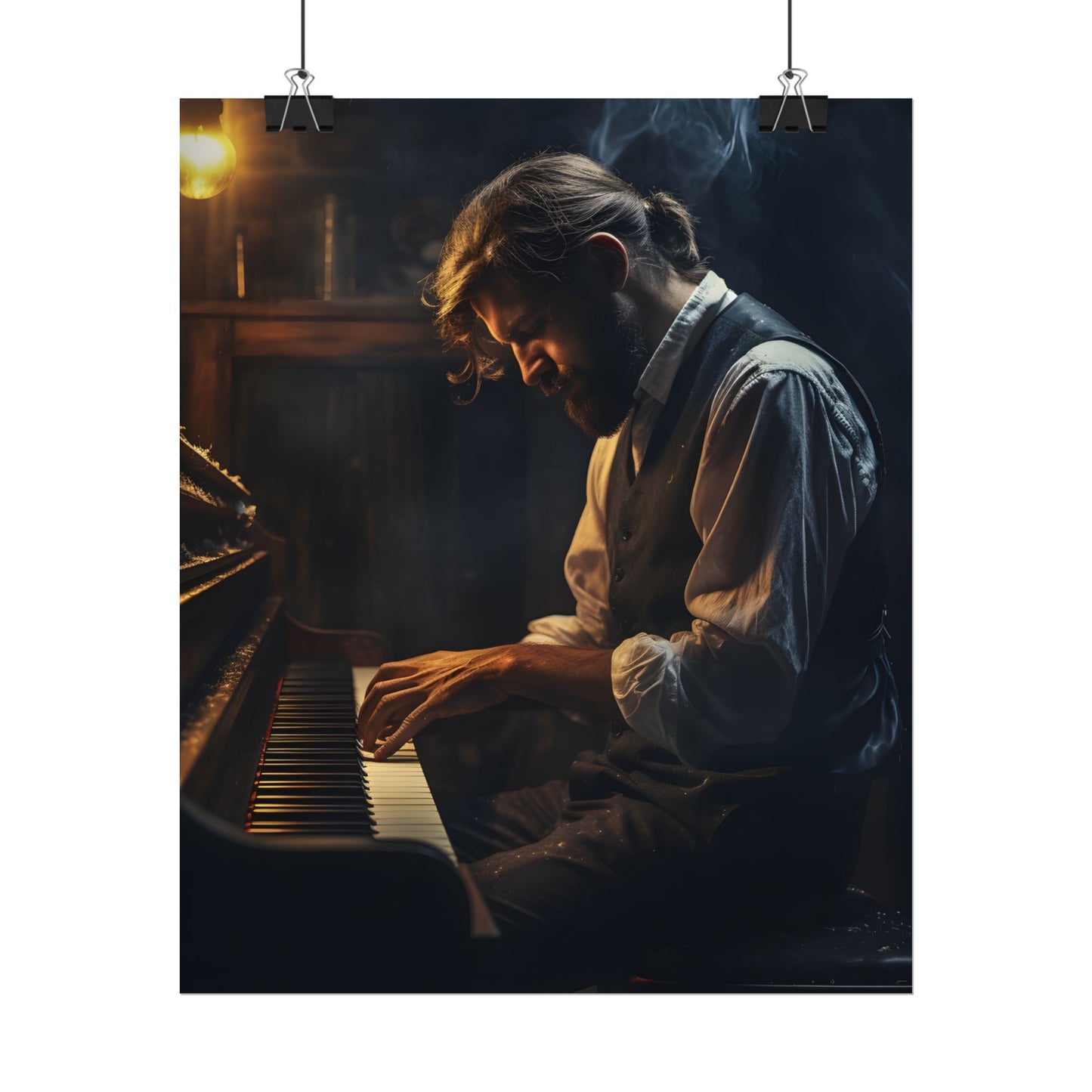 Mysterious Piano Maestro: Musical Artwork - Poster
