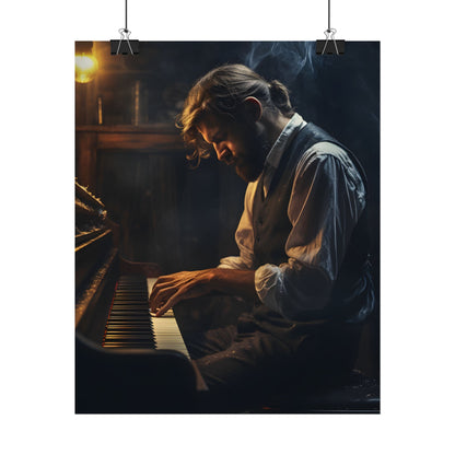 Mysterious Piano Maestro: Musical Artwork - Poster