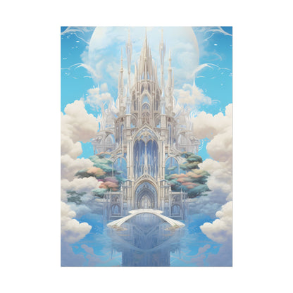Floating City in Celestial Clouds: Fantasy Artwork - Poster