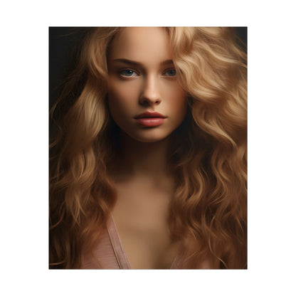 Modern Blonde Woman: Minimalist Style Portrait - Poster