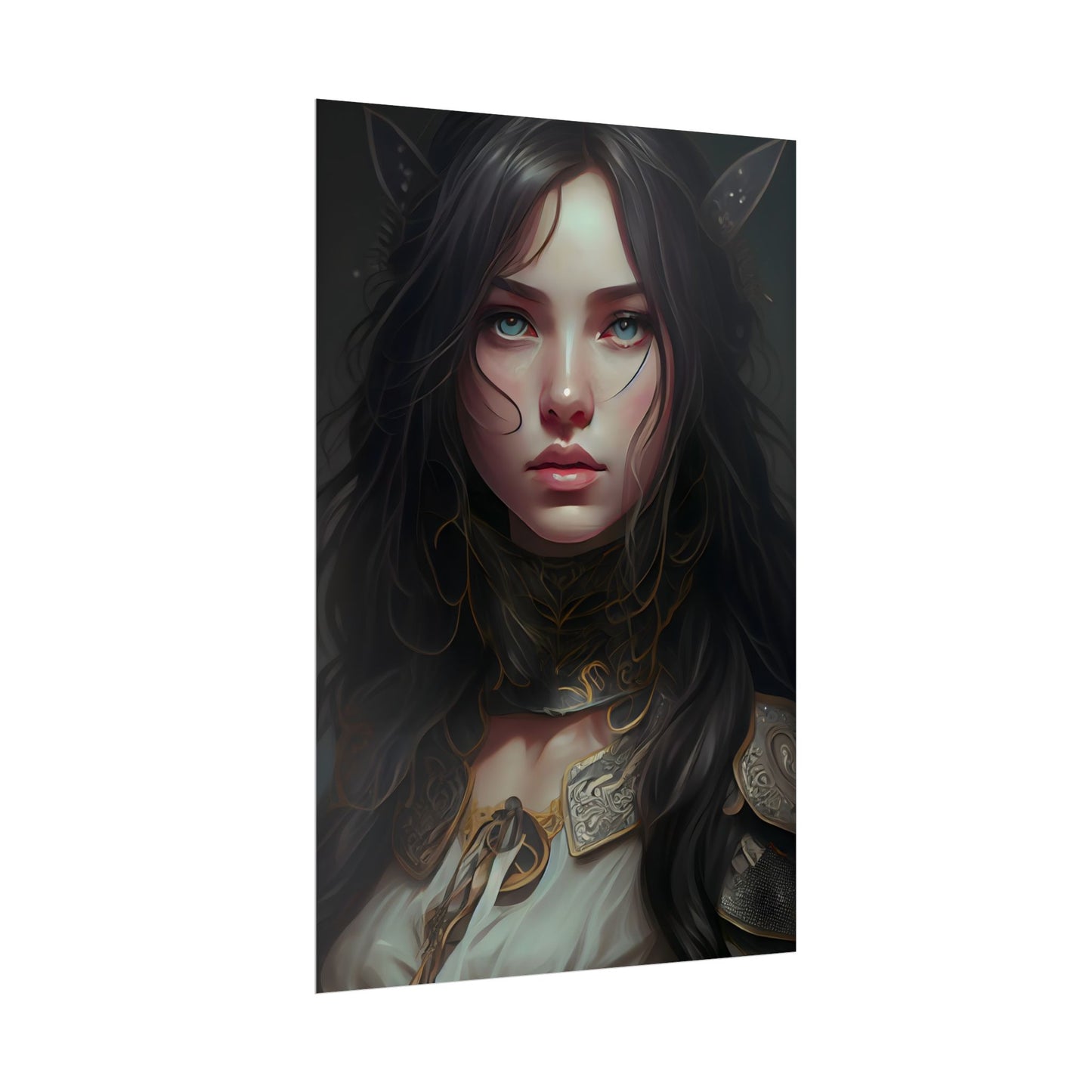 Vibrant Red Portrait: Dynamic Female Artwork - Poster