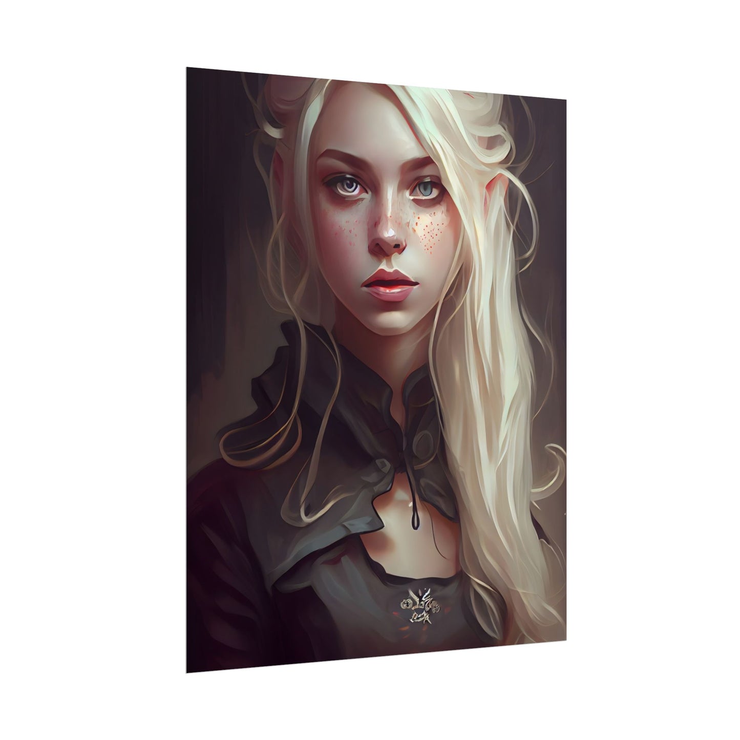 Blonde Portrait: Elegant Woman in Black Dress - Poster