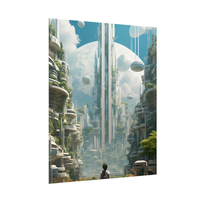 Dystopian Utopia: Futuristic Cityscape Under Oppression - Poster