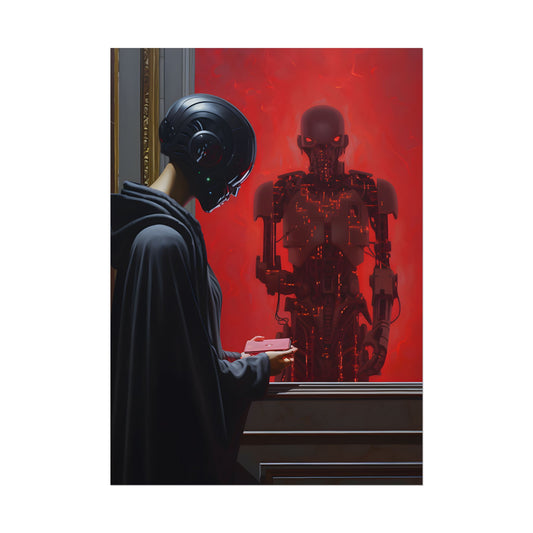 Robotic Art Heist: Museum Thief in Neon Black - Poster