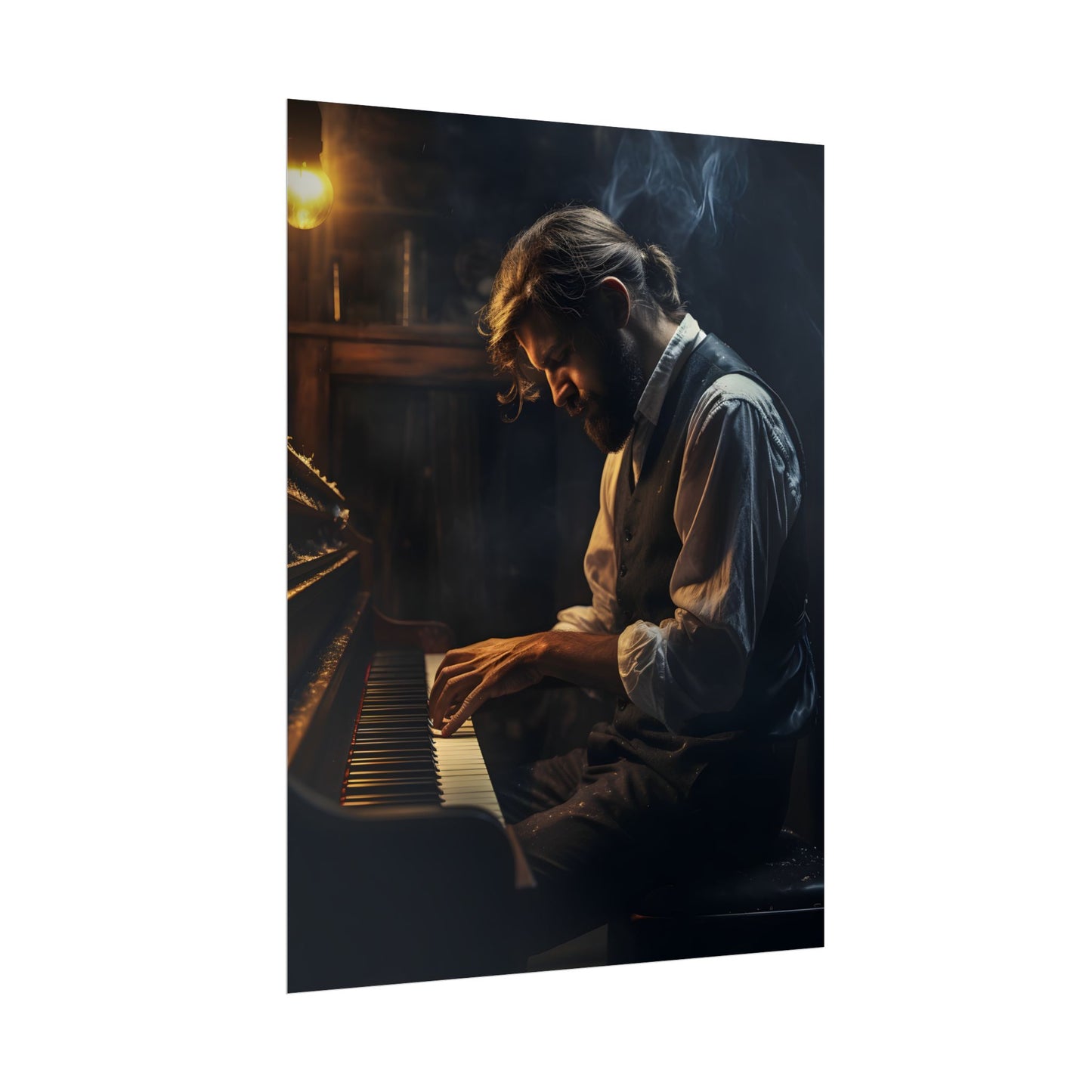 Mysterious Piano Maestro: Musical Artwork - Poster