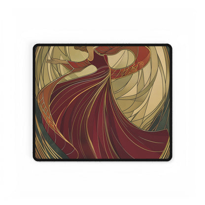 Vintage Art Nouveau Elegance: Black & White Poster - Desk Mat