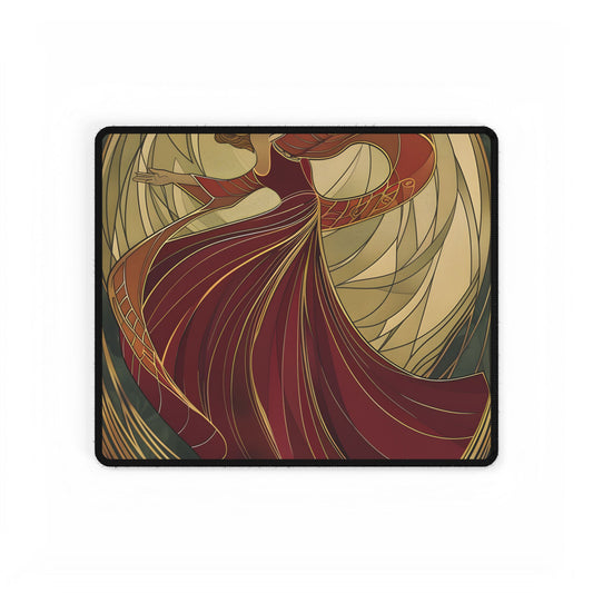 Vintage Art Nouveau Elegance: Black & White Poster - Desk Mat
