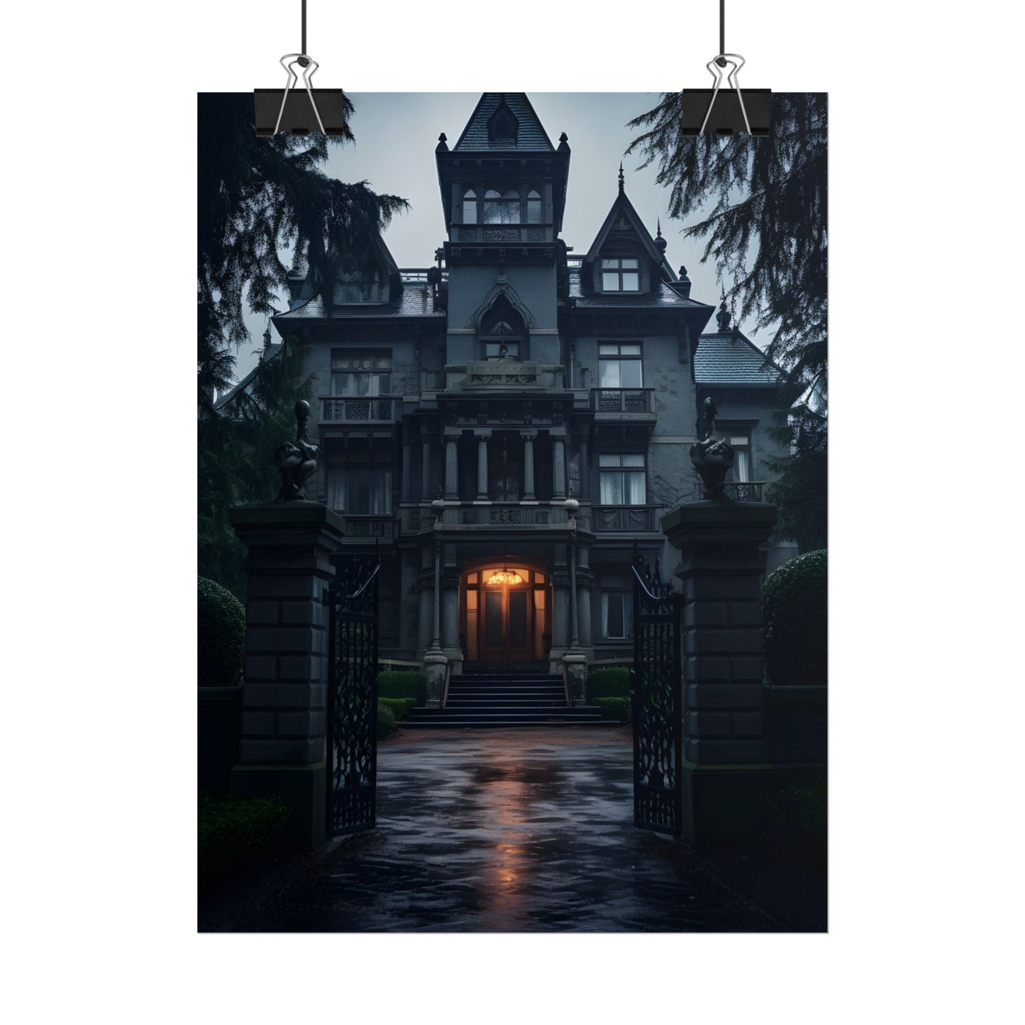 Haunted Victorian Mansion: Spooky Atmosphere Artwork - Poster