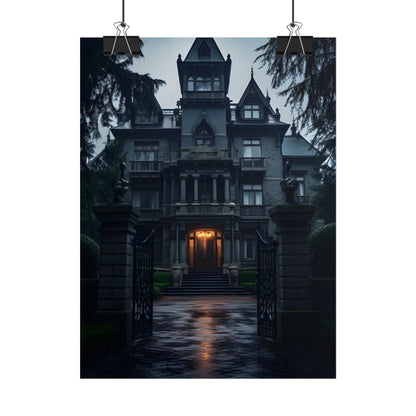 Haunted Victorian Mansion: Spooky Atmosphere Artwork - Poster