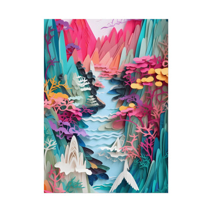 Japanese Paper Quilling Craft: Vibrant Landscape Art - Poster