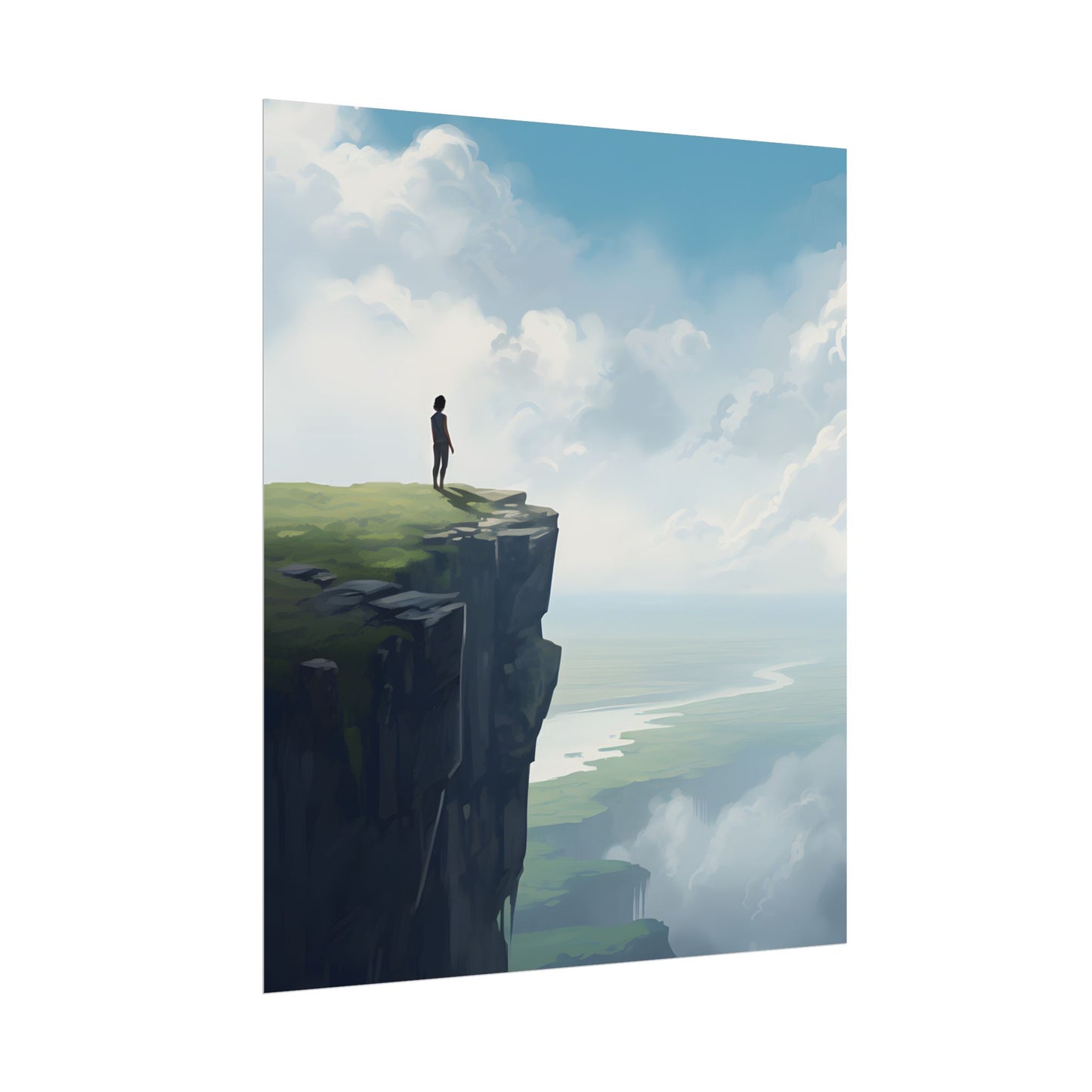 Spring Afternoon Outdoor Scene: Person Walking on Sidewalk - Poster