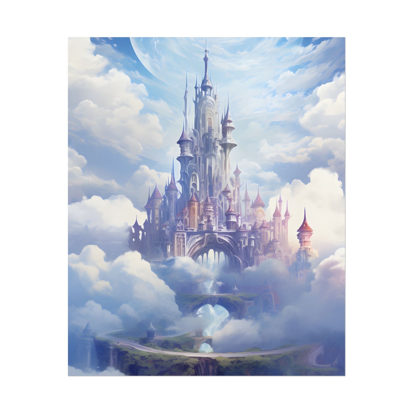 Floating Fantasy City: Celestial Digital Art - Poster