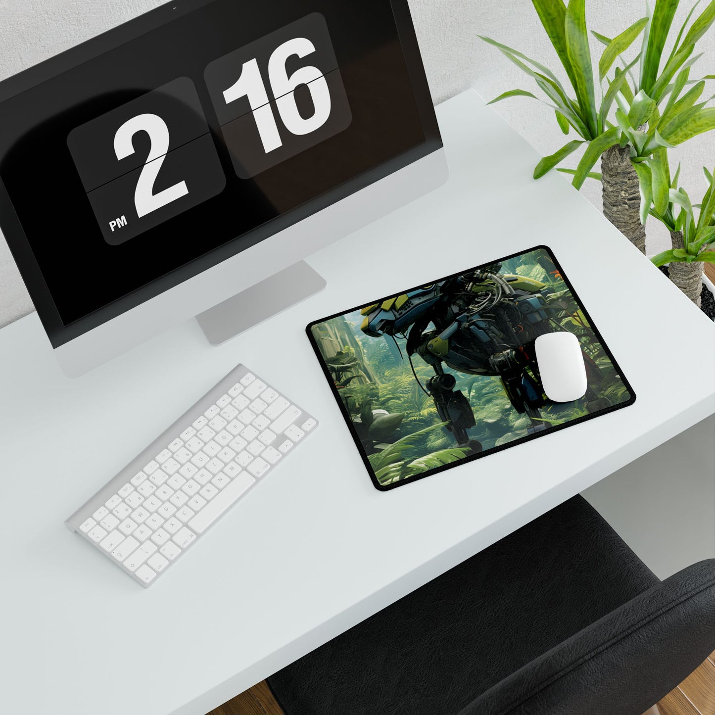 Robotic Wildlife Sanctuary: AI-Operated Haven - Desk Mat