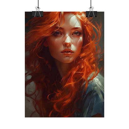 Redhead Female Portrait: Realistic Digital Artwork - Poster