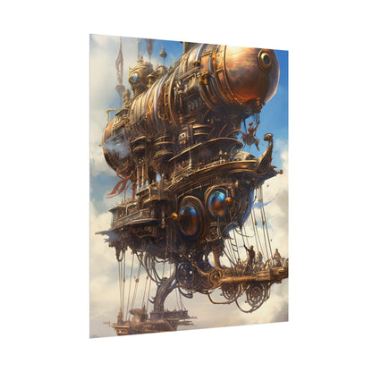 Steampunk Sky-Liner Race: Industrial City Dusk - Poster