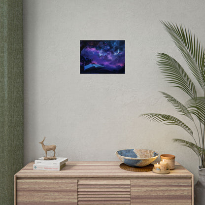 Mystical Night Sky: Stars and Crescent Moon - Poster