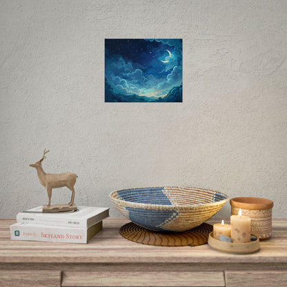 Whimsical Dreamy Night Sky: Bird in Flight Digital Art - Poster