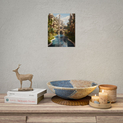 Mythical Oasis: Tranquil Desert Landscape - Poster