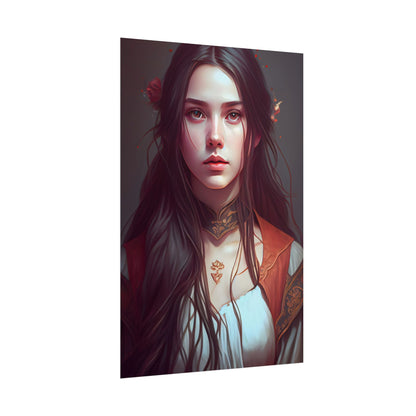 Sophisticated Female Portrait: Brown Hair Artwork in Focus - Poster