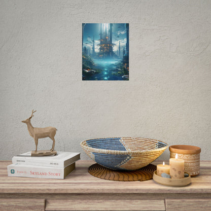 Underwater Futuristic City: Submerged Metropol Digital Artwork - Poster