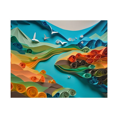 Magical Beach Paradise: Peaceful Paper Quilling Art - Poster