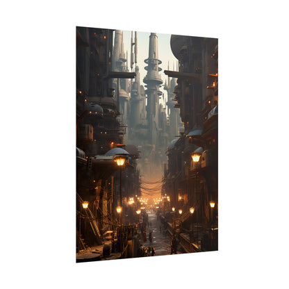 Post-Apocalyptic Steampunk City: Dystopian Artwork - Poster