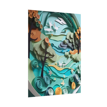 Eye-Catching Beach Landscape: Paper Quilling Art - Poster