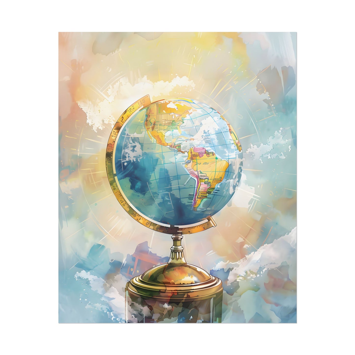 Vintage-Style Globe: World Map with Iconic Features - Poster