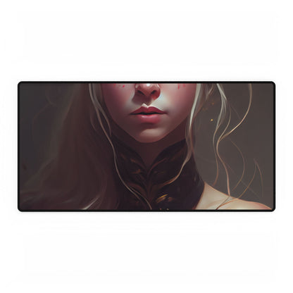 Astonishing Blonde Portrait: Contemplative Woman Art - Desk Mat