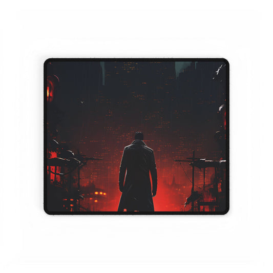 Urban Fantasy Detective: Cityscape at Dusk - Noir Artwork - Desk Mat