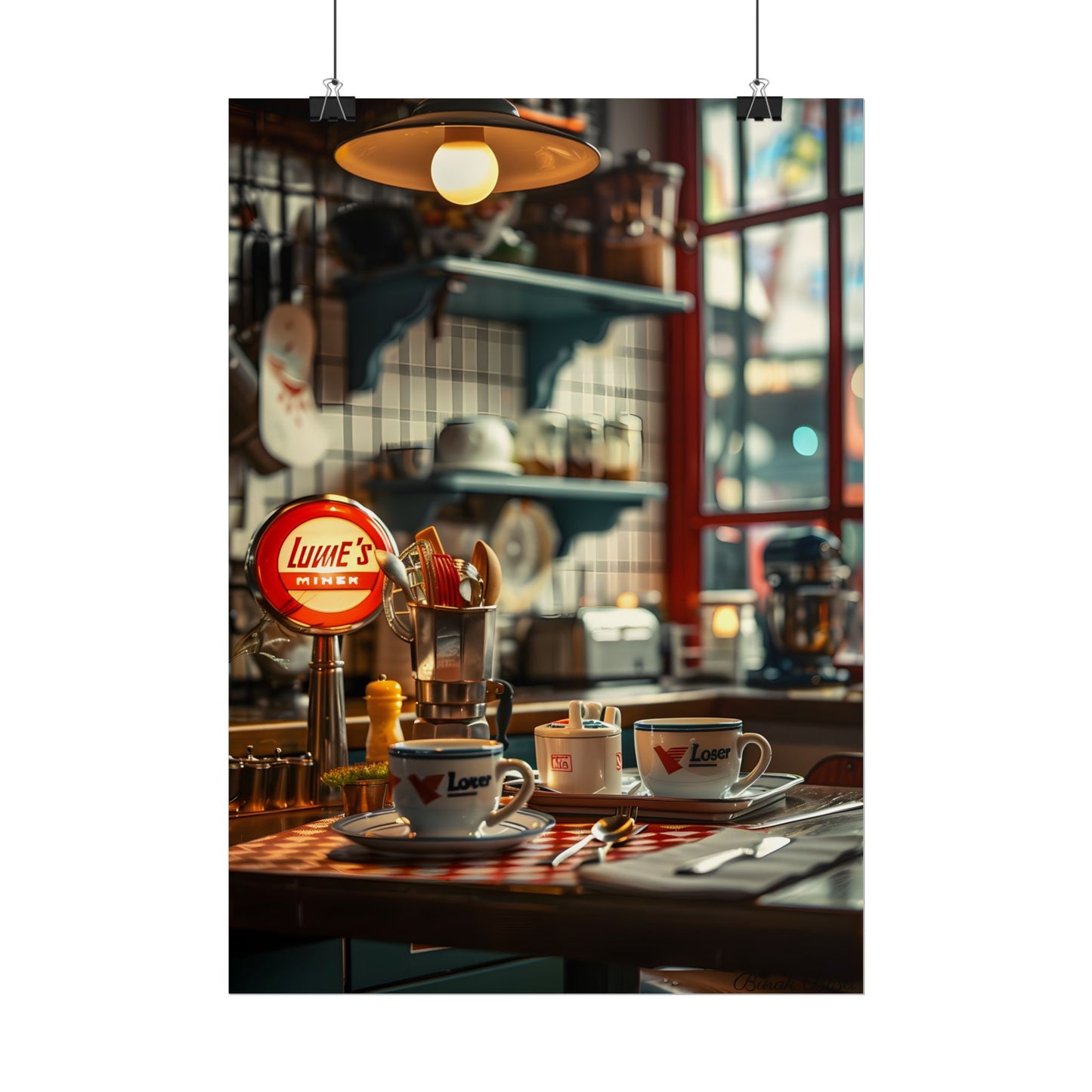 Retro Warmth: Cozy Lukes Diner Coffee Scene Art - Poster