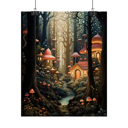 Whimsical Enchanted Forest: Illustrative Artwork - Poster