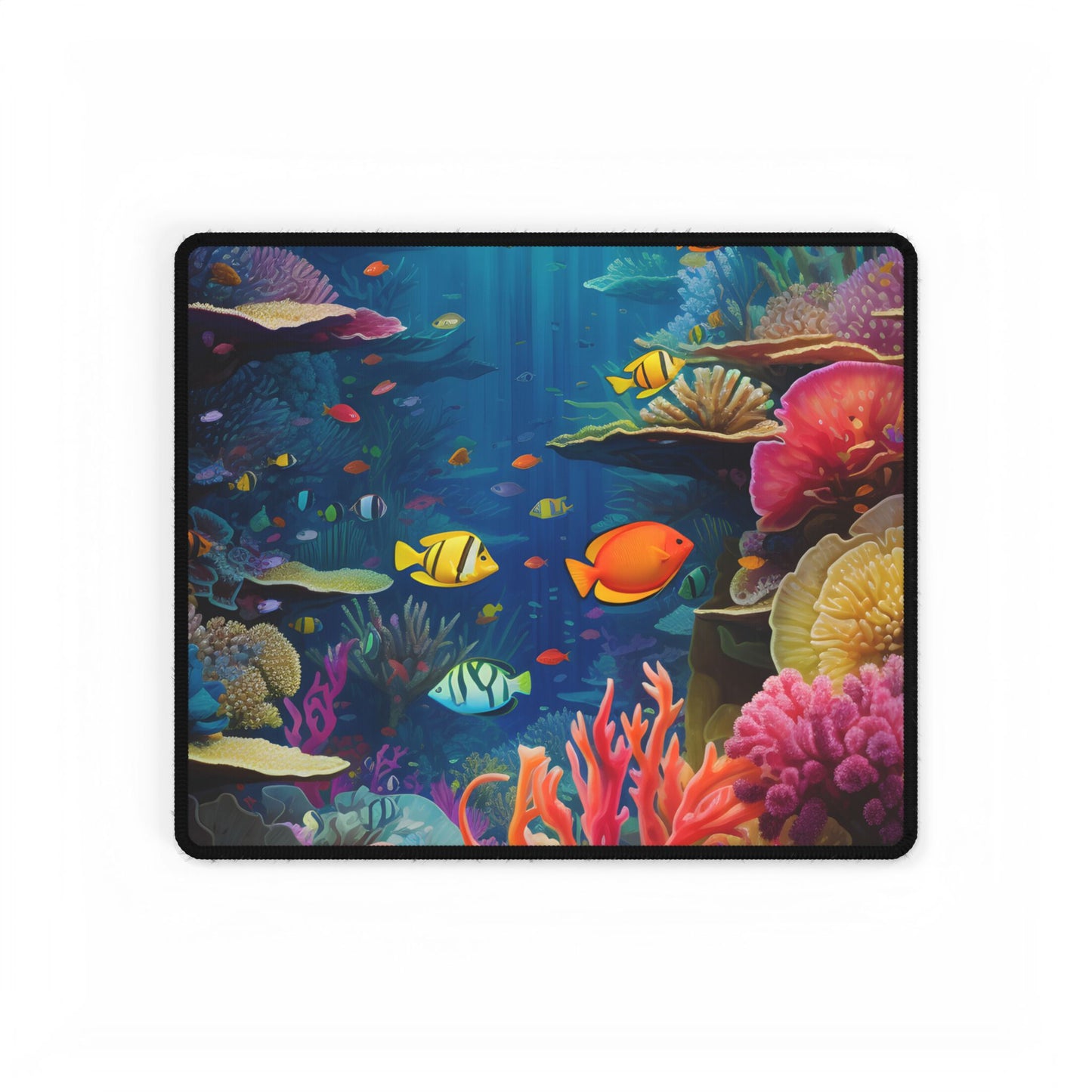 Vibrant Coral Reef Sanctuary: Marine Life Artwork - Desk Mat