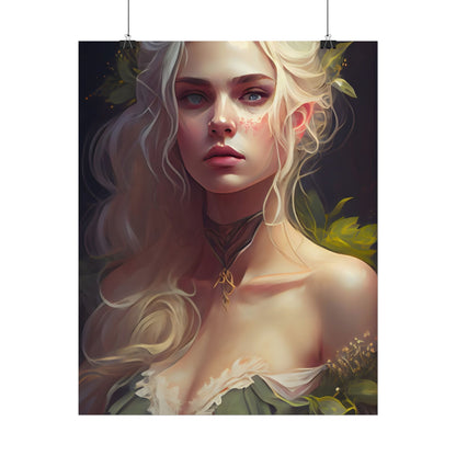 Detailed Blonde Female Portrait: Red Top Artwork - Poster