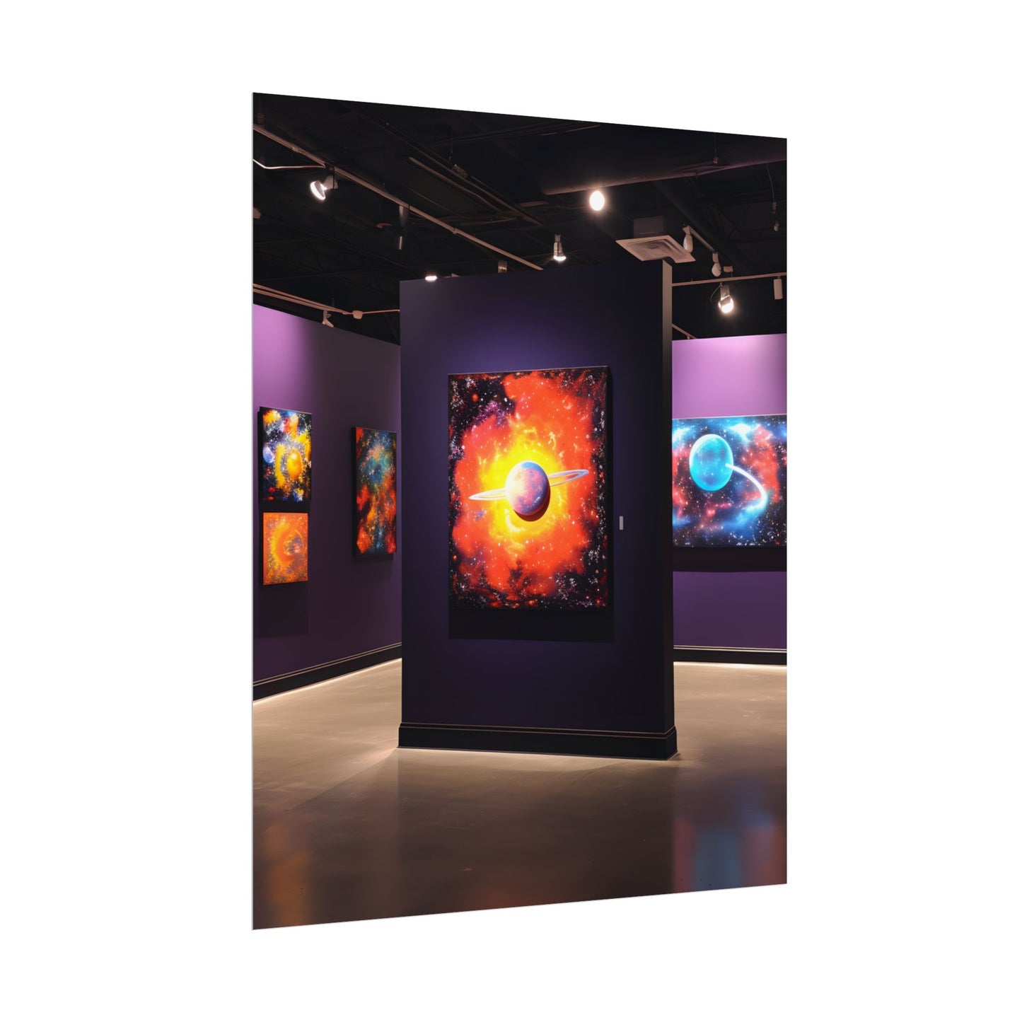 Celestial Art Gallery: Indoor Space with Dark-Light Contrast - Poster