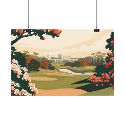 Retro Golf Illustration: Classic Course Art - Poster