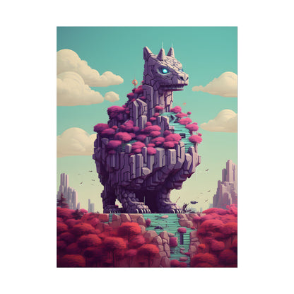 Futuristic Cyber Pet: Neon Pixel Art - Poster