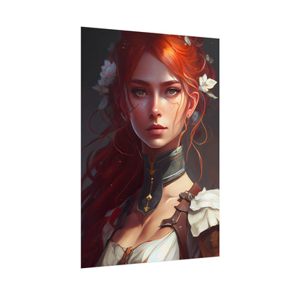 Redheaded Beauty: Formal Portrait in Dark Dress - Poster