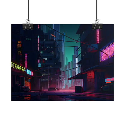 Nightfall in Neo-City: A Melancholic Cyberpunk Scene - Poster