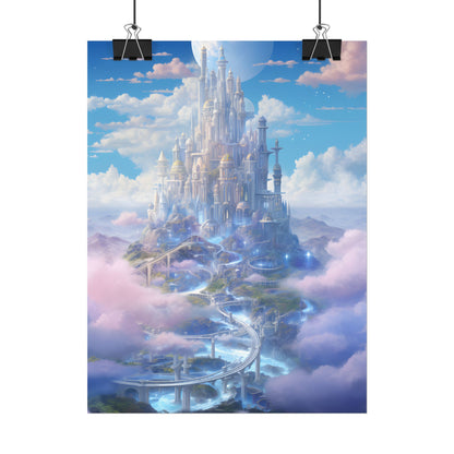 Floating City in Celestial Realm: Serene Fantasy Artwork - Poster