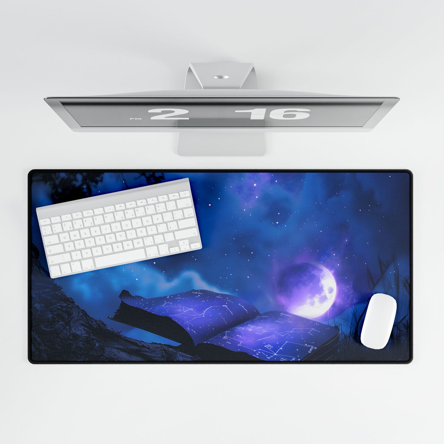 Starry Night Sky: Tranquil Celestial Scene - Desk Mat