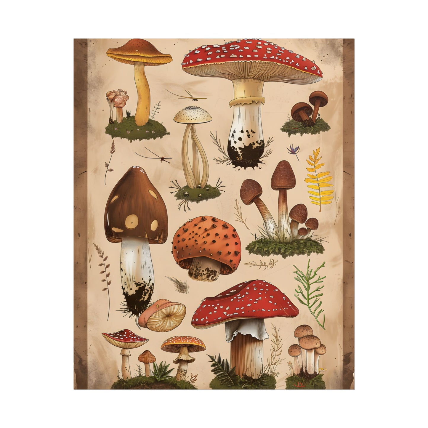 Vibrant Mushroom Species Poster: A Colorful Collection - Poster