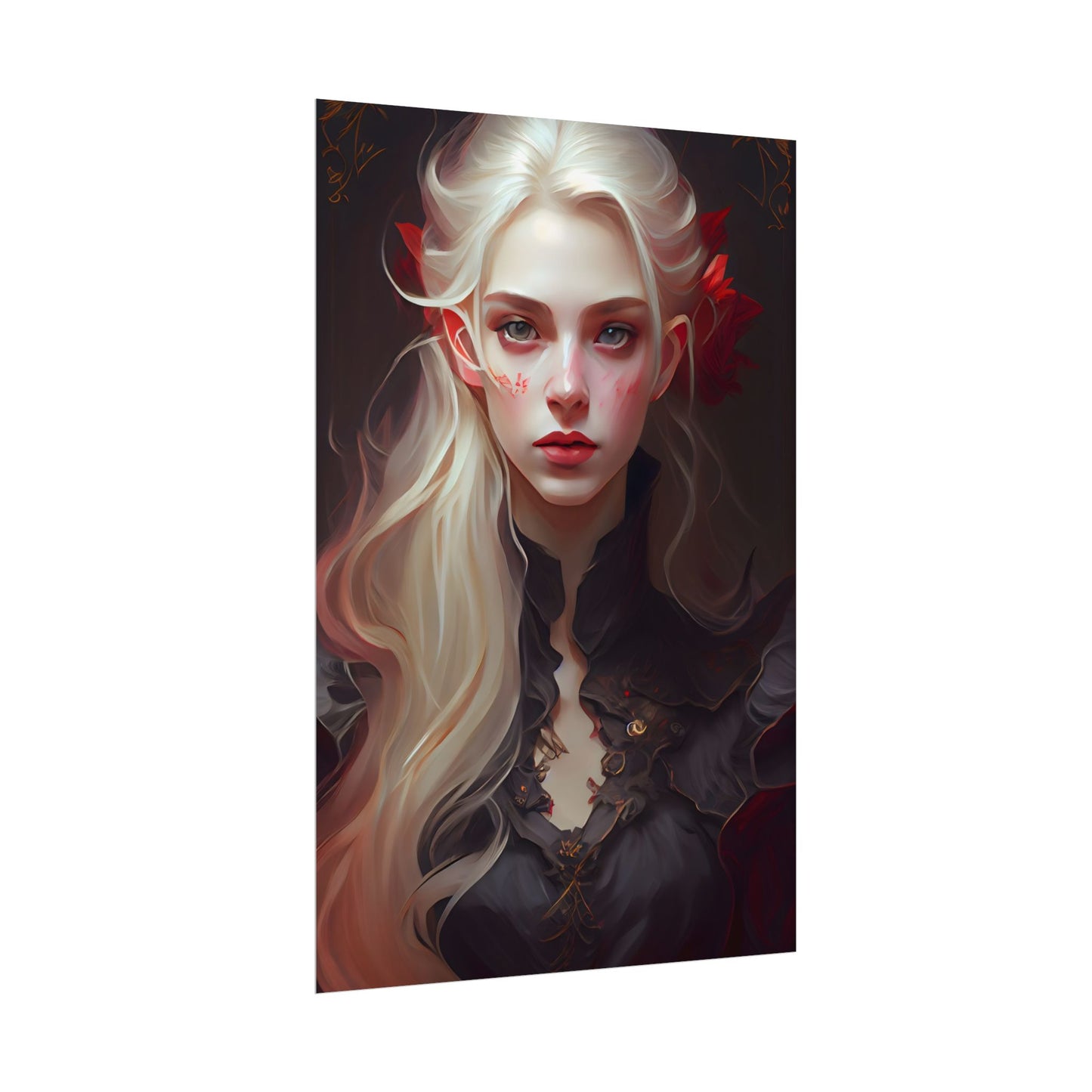 Beautiful Blonde Portrait: A Stunning Female in Black Top - Poster