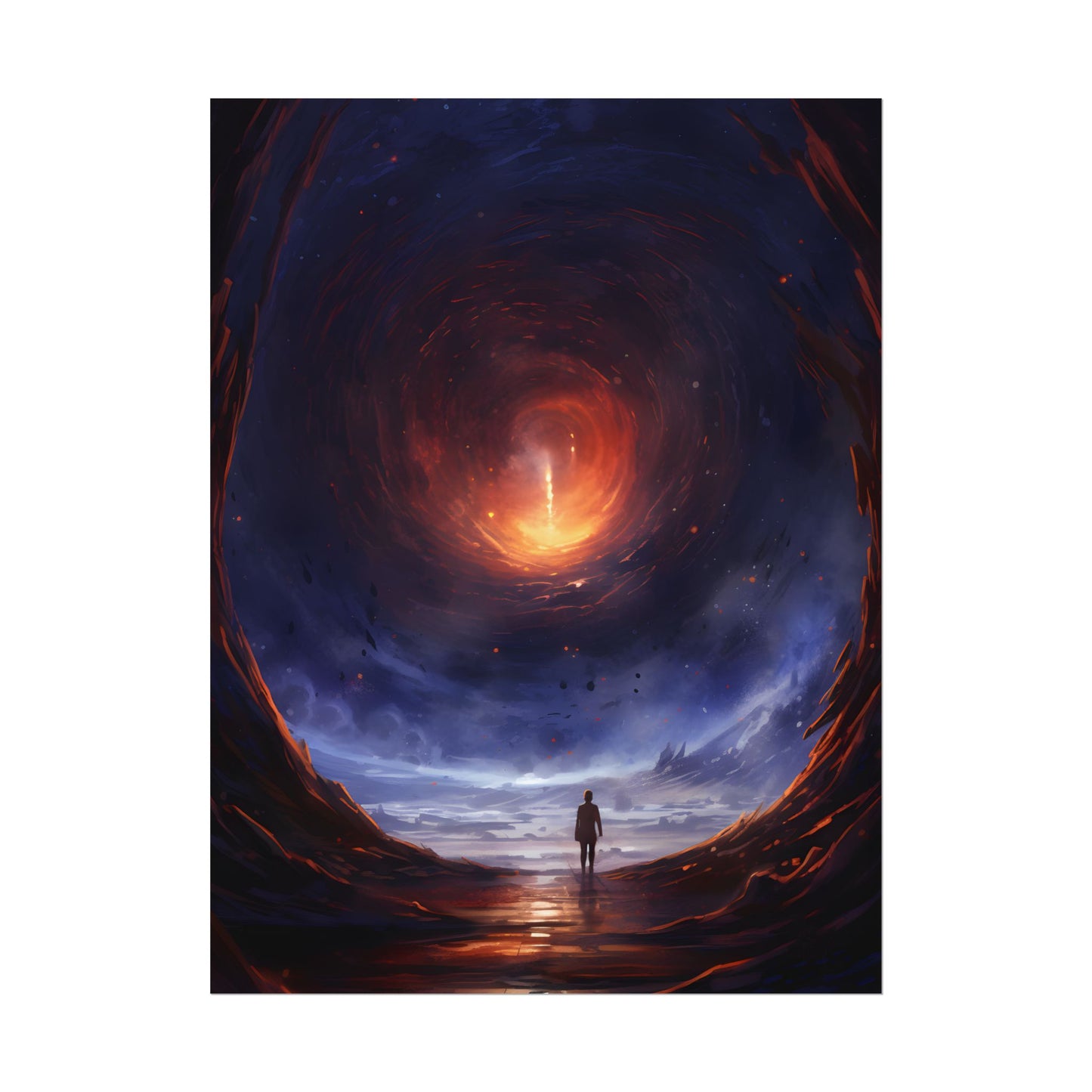 Mysterious Black Hole Cosmos: Space Art with Planetary Orbits - Poster