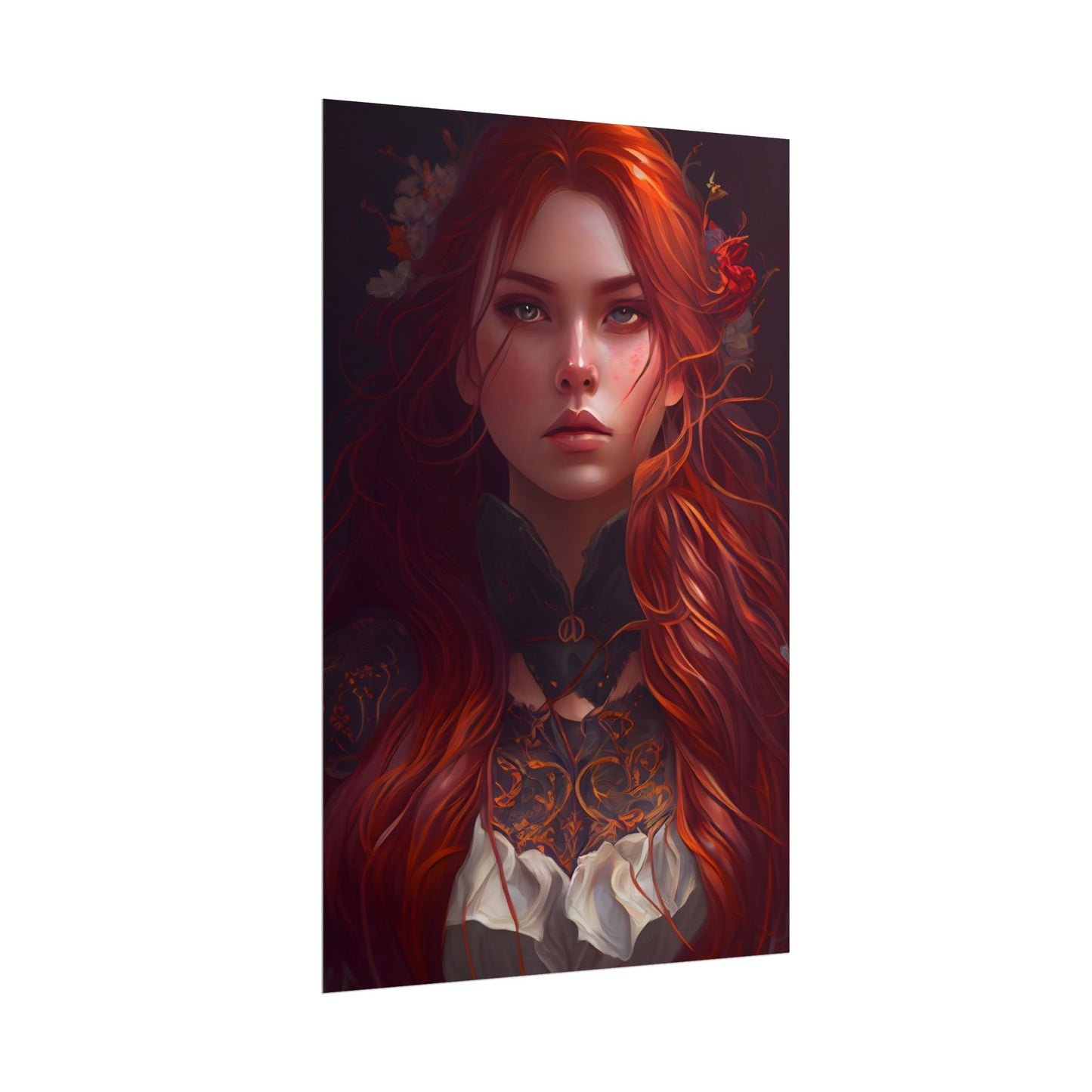 Redhead Female Portrait in a Dress - Poster