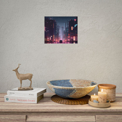 Cyberpunk Night: Melancholic Urban Landscape Artwork - Poster
