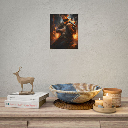 The Mysterious Musician: Close-Up Portrait with Violin - Poster