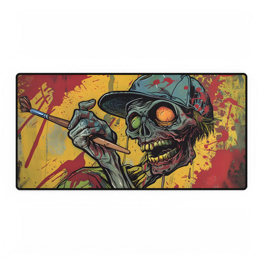 Original Zombie Painter with Paintbrush: Dark Artwork - Desk Mat