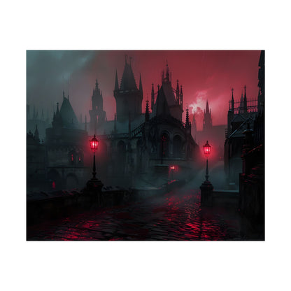 Dark Gothic Cityscape: Misty Twilight Artwork - Poster