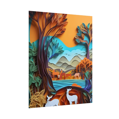 Vibrant African Landscape: Eye-Catching Paper Quilling Art - Poster